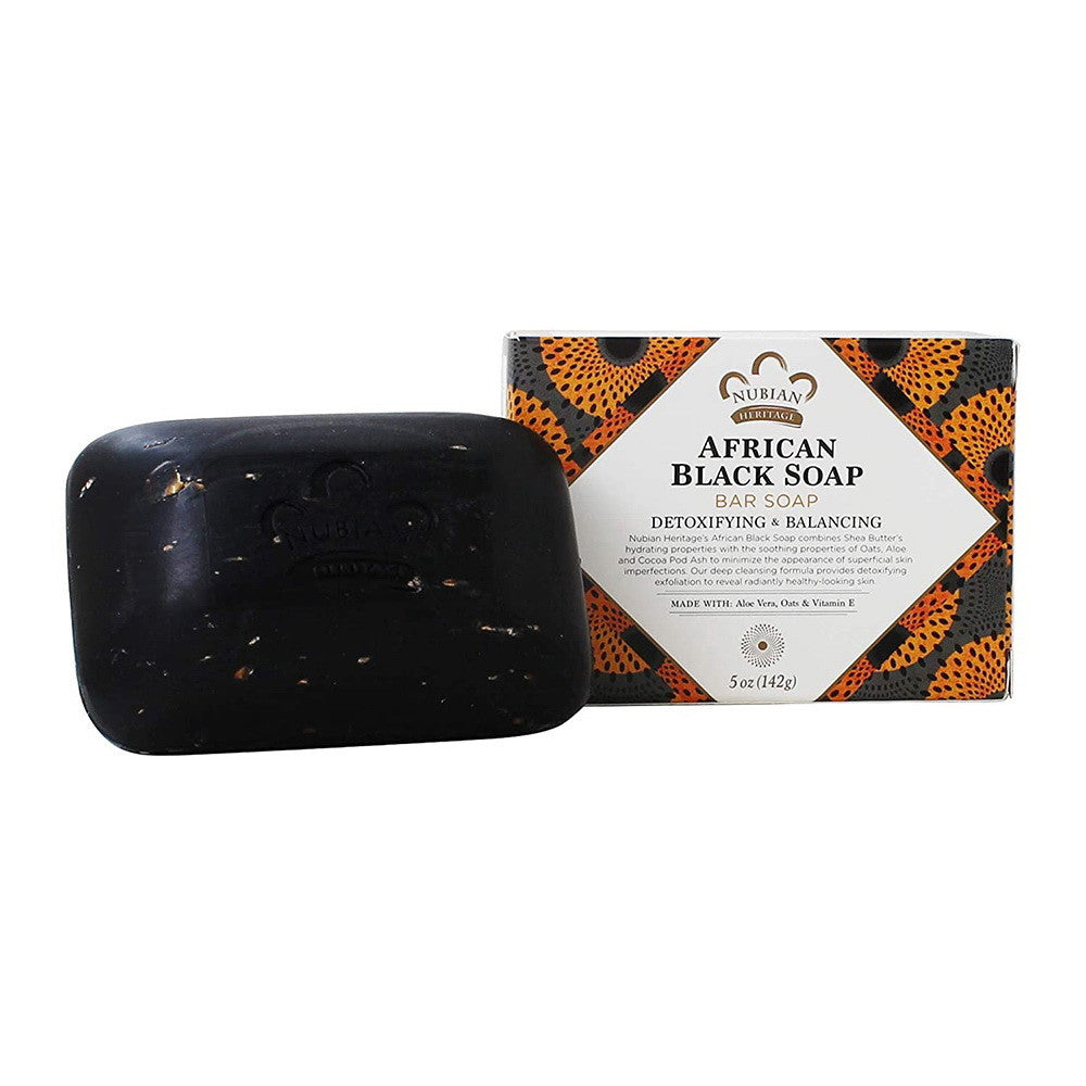 Nubian Heritage African Black Soap Detoxifying and Balancing Bar Soap, 5 Oz